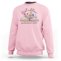 First Edition Published 2025 Sweatshirt Littlest Bookworm Funny Annoucement Baby Shower