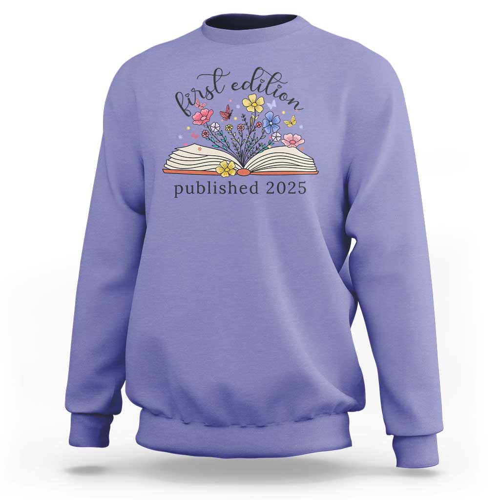 First Edition Published 2025 Sweatshirt Littlest Bookworm Funny Annoucement Baby Shower