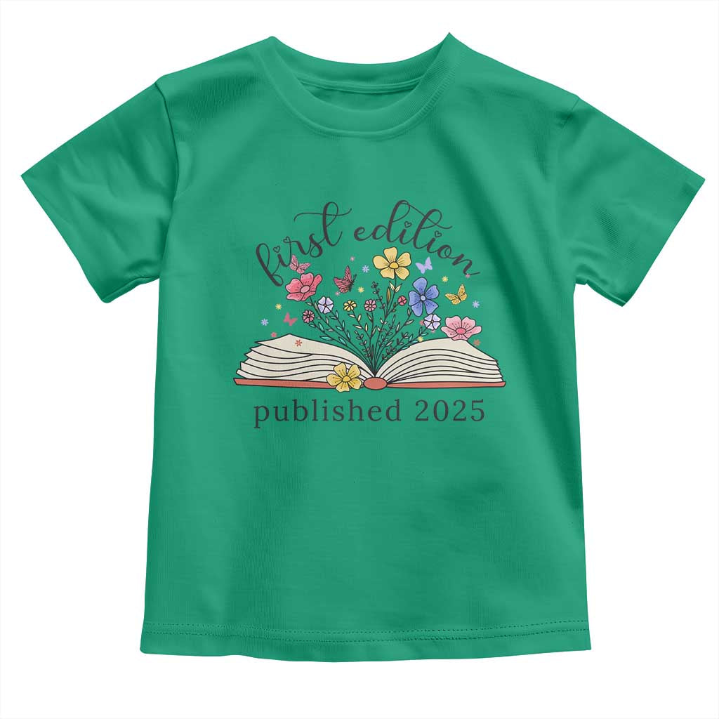 First Edition Published 2025 Toddler T Shirt Littlest Bookworm Funny Annoucement Baby Shower