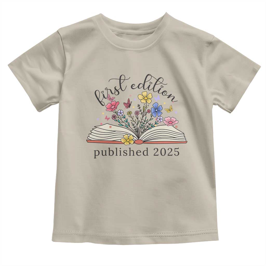 First Edition Published 2025 Toddler T Shirt Littlest Bookworm Funny Annoucement Baby Shower