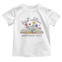 First Edition Published 2025 Toddler T Shirt Littlest Bookworm Funny Annoucement Baby Shower