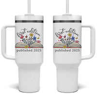 First Edition Published 2025 Tumbler With Handle Littlest Bookworm Funny Annoucement Baby Shower