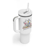 First Edition Published 2025 Tumbler With Handle Littlest Bookworm Funny Annoucement Baby Shower