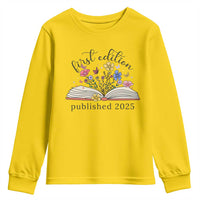 First Edition Published 2025 Youth Sweatshirt Littlest Bookworm Funny Annoucement Baby Shower