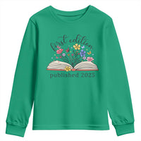 First Edition Published 2025 Youth Sweatshirt Littlest Bookworm Funny Annoucement Baby Shower