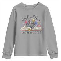 First Edition Published 2025 Youth Sweatshirt Littlest Bookworm Funny Annoucement Baby Shower