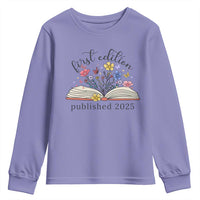 First Edition Published 2025 Youth Sweatshirt Littlest Bookworm Funny Annoucement Baby Shower