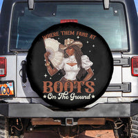 Black Cowgirl Spare Tire Cover Where Them Fans At Boots On The Ground - Wonder Print Shop
