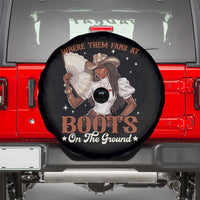 Black Cowgirl Spare Tire Cover Where Them Fans At Boots On The Ground - Wonder Print Shop