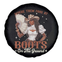 Black Cowgirl Spare Tire Cover Where Them Fans At Boots On The Ground - Wonder Print Shop