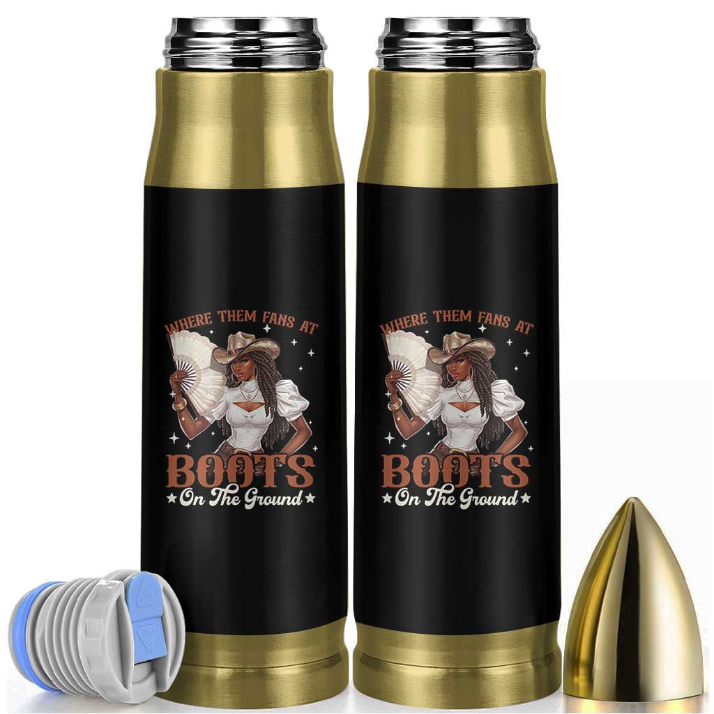 Black Cowgirl Bullet Tumbler Where Them Fans At Boots On The Ground - Wonder Print Shop