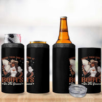 Black Cowgirl 4 in 1 Can Cooler Tumbler Where Them Fans At Boots On The Ground - Wonder Print Shop