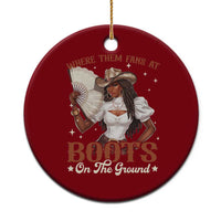 Black Cowgirl Ceramic Ornament Where Them Fans At Boots On The Ground - Wonder Print Shop