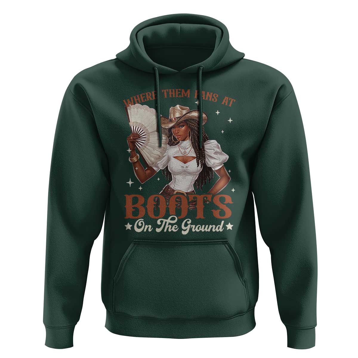 Black Cowgirl Hoodie Where Them Fans At Boots On The Ground - Wonder Print Shop