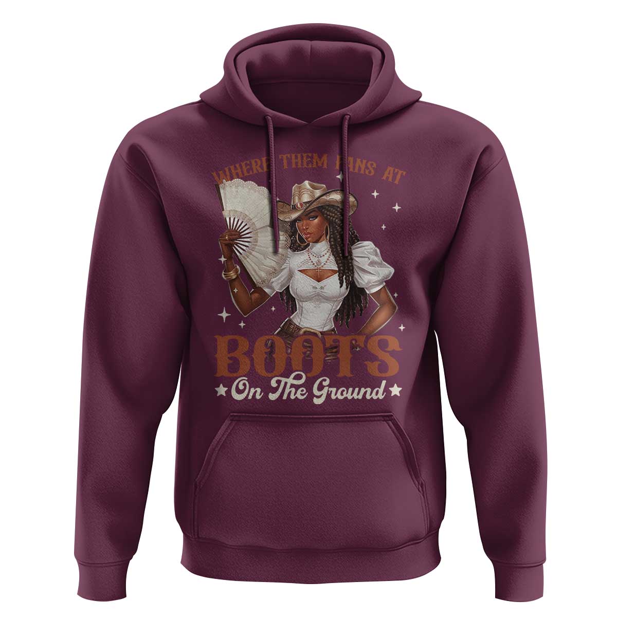 Black Cowgirl Hoodie Where Them Fans At Boots On The Ground - Wonder Print Shop