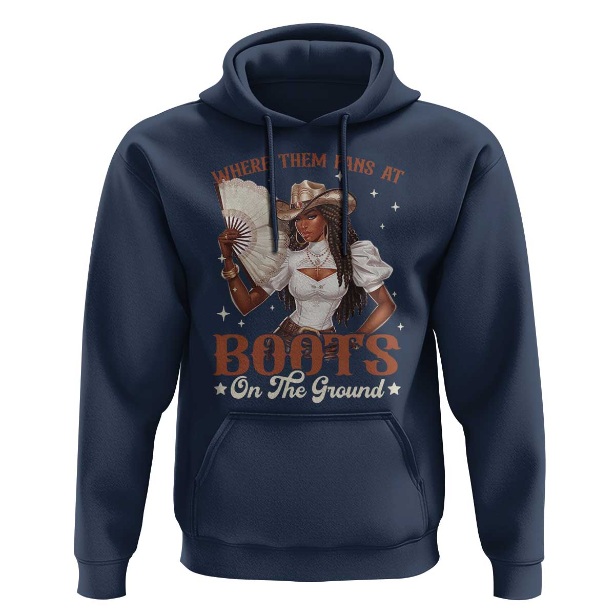 Black Cowgirl Hoodie Where Them Fans At Boots On The Ground - Wonder Print Shop