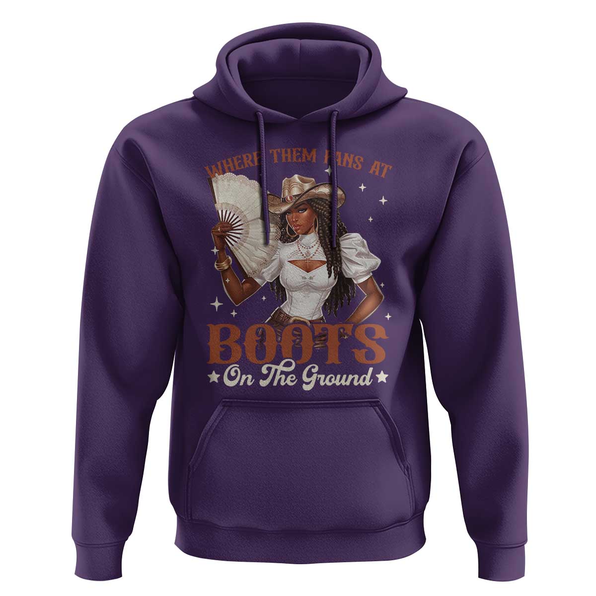 Black Cowgirl Hoodie Where Them Fans At Boots On The Ground - Wonder Print Shop
