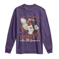 Black Cowgirl Long Sleeve Shirt Where Them Fans At Boots On The Ground - Wonder Print Shop