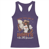 Black Cowgirl Racerback Tank Top Where Them Fans At Boots On The Ground - Wonder Print Shop