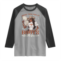 Black Cowgirl Raglan Shirt Where Them Fans At Boots On The Ground - Wonder Print Shop