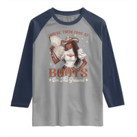 Black Cowgirl Raglan Shirt Where Them Fans At Boots On The Ground - Wonder Print Shop