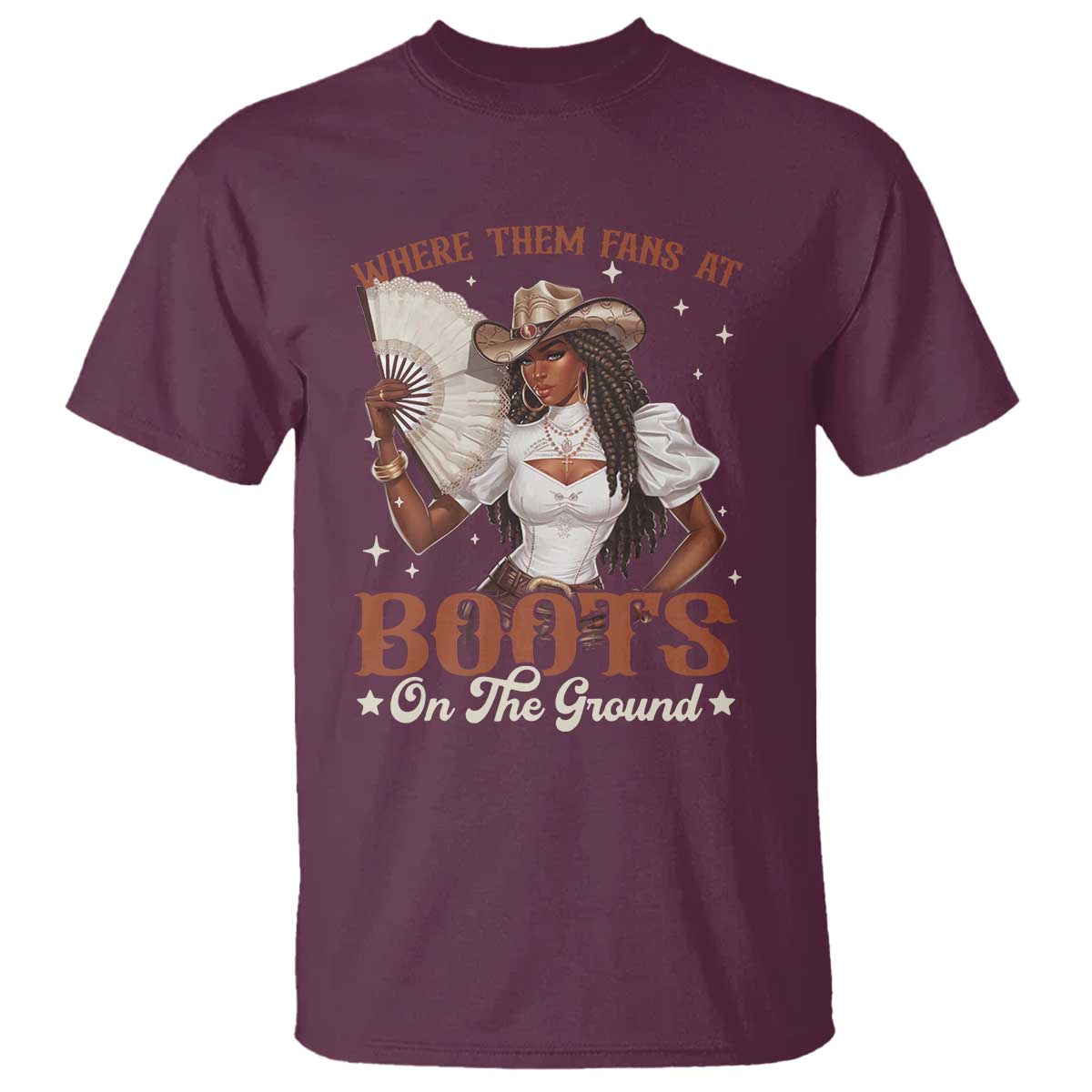 Black Cowgirl T Shirt Where Them Fans At Boots On The Ground - Wonder Print Shop