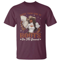 Black Cowgirl T Shirt Where Them Fans At Boots On The Ground - Wonder Print Shop
