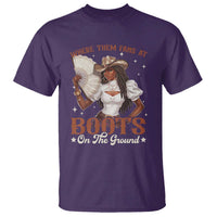 Black Cowgirl T Shirt Where Them Fans At Boots On The Ground - Wonder Print Shop