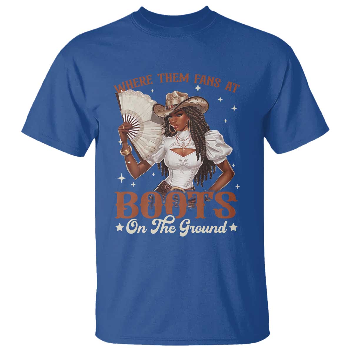 Black Cowgirl T Shirt Where Them Fans At Boots On The Ground - Wonder Print Shop