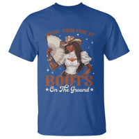 Black Cowgirl T Shirt Where Them Fans At Boots On The Ground - Wonder Print Shop