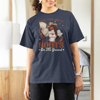 Black Cowgirl T Shirt For Women Where Them Fans At Boots On The Ground - Wonder Print Shop
