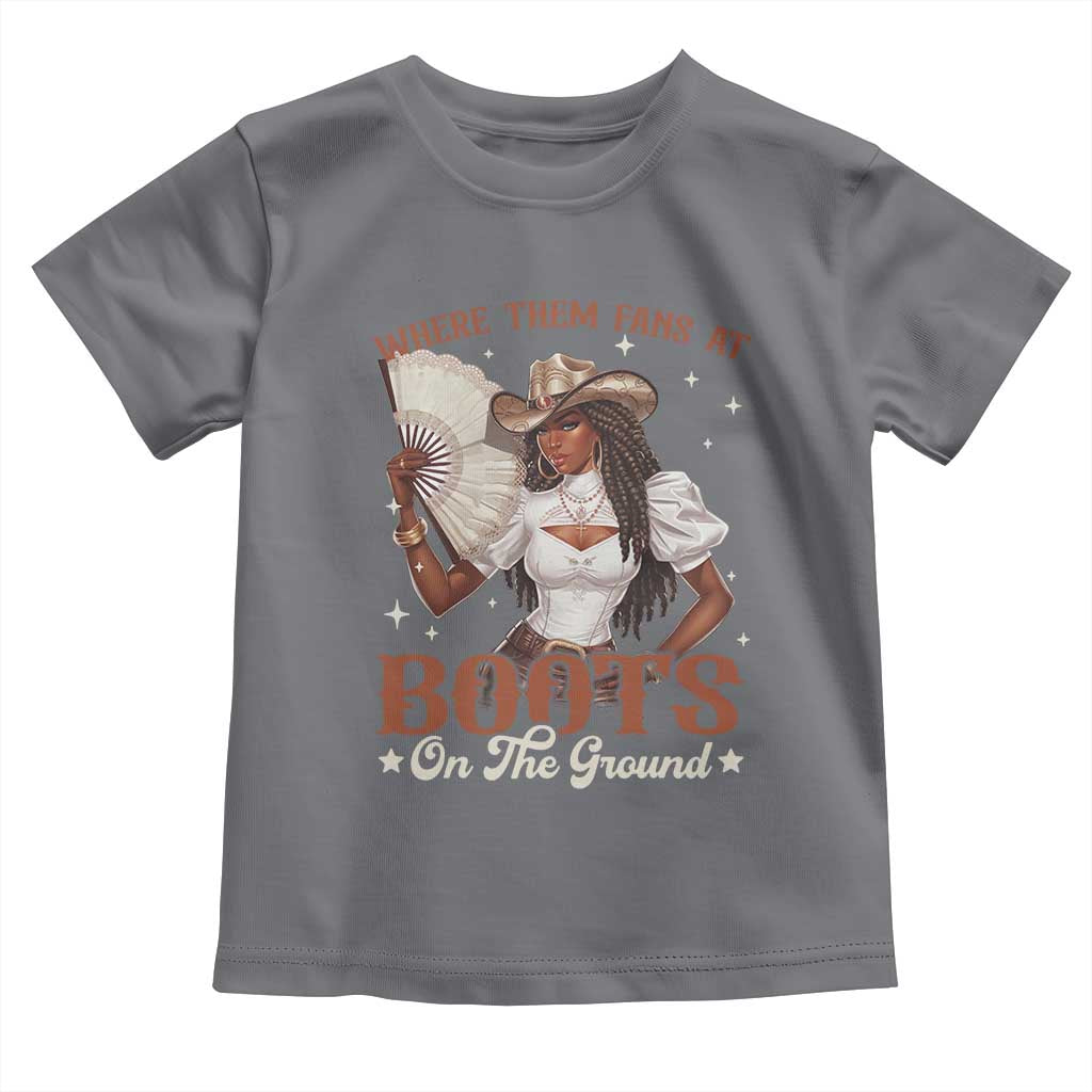 Black Cowgirl Toddler T Shirt Where Them Fans At Boots On The Ground - Wonder Print Shop
