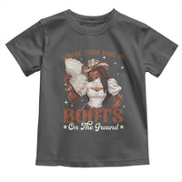 Black Cowgirl Toddler T Shirt Where Them Fans At Boots On The Ground - Wonder Print Shop
