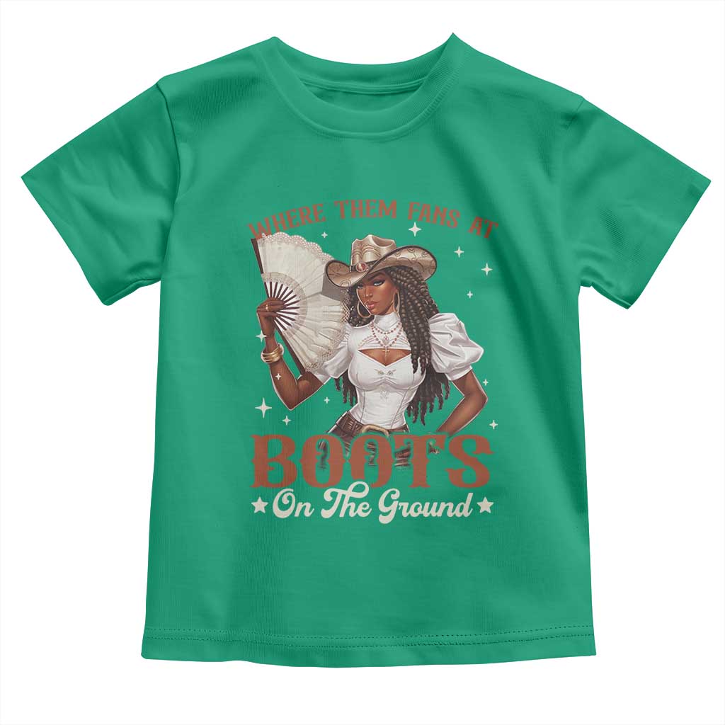 Black Cowgirl Toddler T Shirt Where Them Fans At Boots On The Ground - Wonder Print Shop