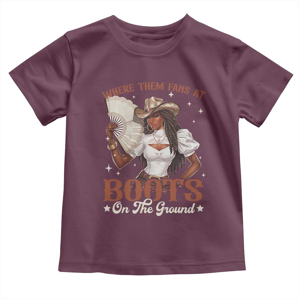 Black Cowgirl Toddler T Shirt Where Them Fans At Boots On The Ground - Wonder Print Shop
