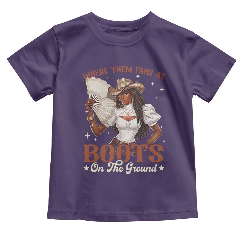Black Cowgirl Toddler T Shirt Where Them Fans At Boots On The Ground - Wonder Print Shop