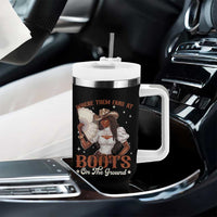 Black Cowgirl Tumbler With Handle Where Them Fans At Boots On The Ground - Wonder Print Shop
