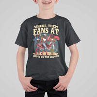 Where Them Fans At Boots On The Ground Black Cowgirl T Shirt For Kid