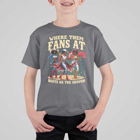Where Them Fans At Boots On The Ground Black Cowgirl T Shirt For Kid