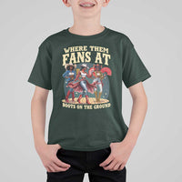 Where Them Fans At Boots On The Ground Black Cowgirl T Shirt For Kid