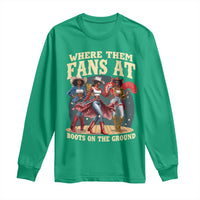 Where Them Fans At Boots On The Ground Black Cowgirl Long Sleeve Shirt