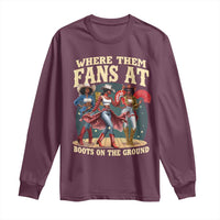 Where Them Fans At Boots On The Ground Black Cowgirl Long Sleeve Shirt