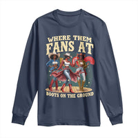 Where Them Fans At Boots On The Ground Black Cowgirl Long Sleeve Shirt