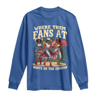 Where Them Fans At Boots On The Ground Black Cowgirl Long Sleeve Shirt