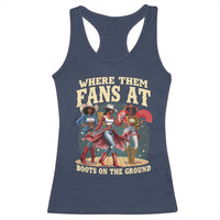 Where Them Fans At Boots On The Ground Black Cowgirl Racerback Tank Top