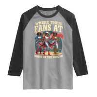 Where Them Fans At Boots On The Ground Black Cowgirl Raglan Shirt