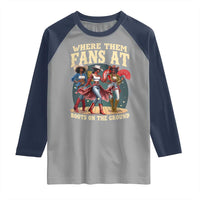 Where Them Fans At Boots On The Ground Black Cowgirl Raglan Shirt
