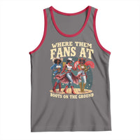 Where Them Fans At Boots On The Ground Black Cowgirl Tank Top