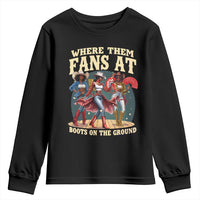 Where Them Fans At Boots On The Ground Black Cowgirl Youth Sweatshirt