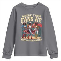 Where Them Fans At Boots On The Ground Black Cowgirl Youth Sweatshirt